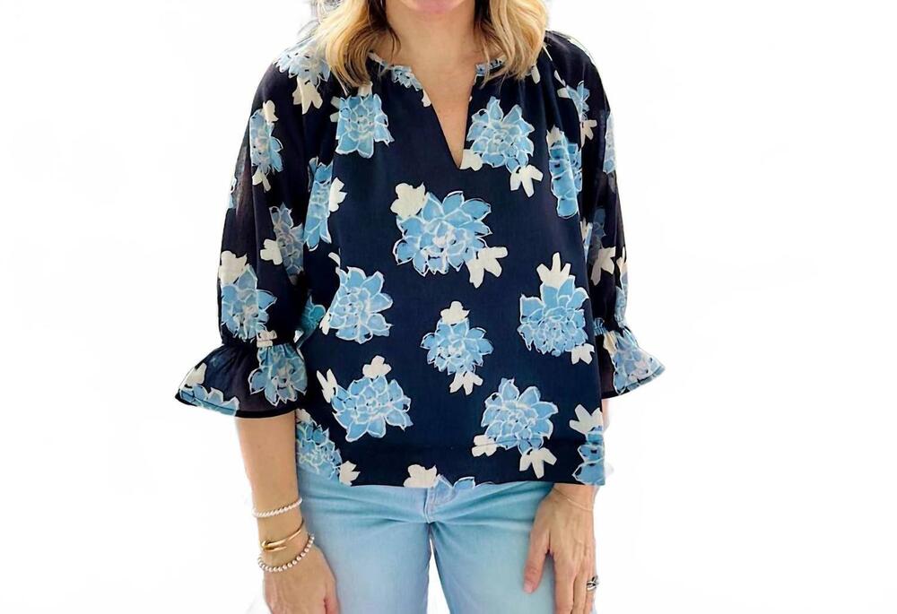 NEW JOY JOY floral peasant blouse in midnight